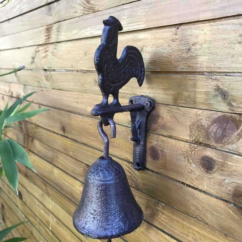 Gietijzeren deurbel voor tuinpoort met haanmotief