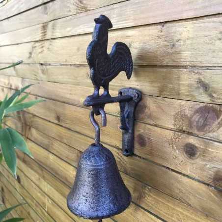 Gietijzeren deurbel voor tuinpoort met haanmotief