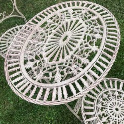 Bistro tuinset met patina in bruin, van ijzer en gietijzer, bovenaanzicht