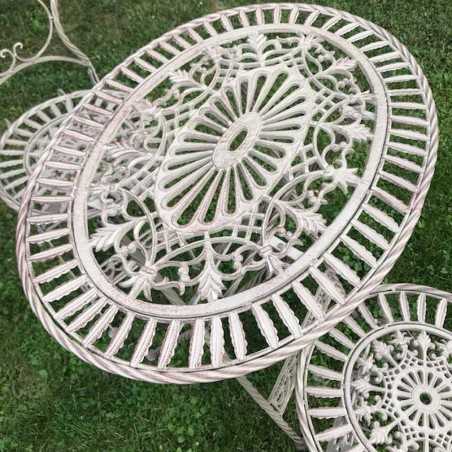 Bistro tuinset met patina in bruin, van ijzer en gietijzer, bovenaanzicht