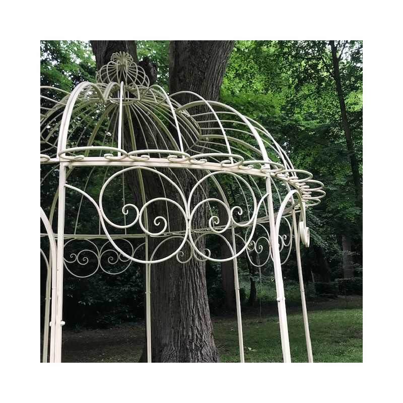 Gloriette kiosk pergola's tuinuitkijkpunt van ijzer vanille detailzicht op het dak