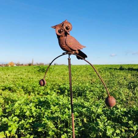 Decoratieve tuinprikker, metalen uil schommelarm