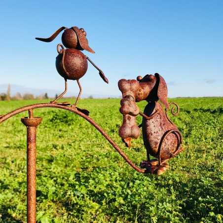 Decoratieve tuinpin, ijzeren tuimelaar met hondenmotieven
