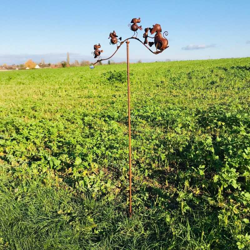 Decoratieve tuinpin, ijzeren tuimelaar met hondenmotieven