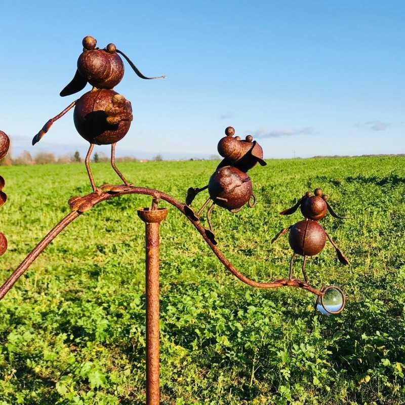 Decoratieve tuinpin, ijzeren tuimelaar met hondenmotieven