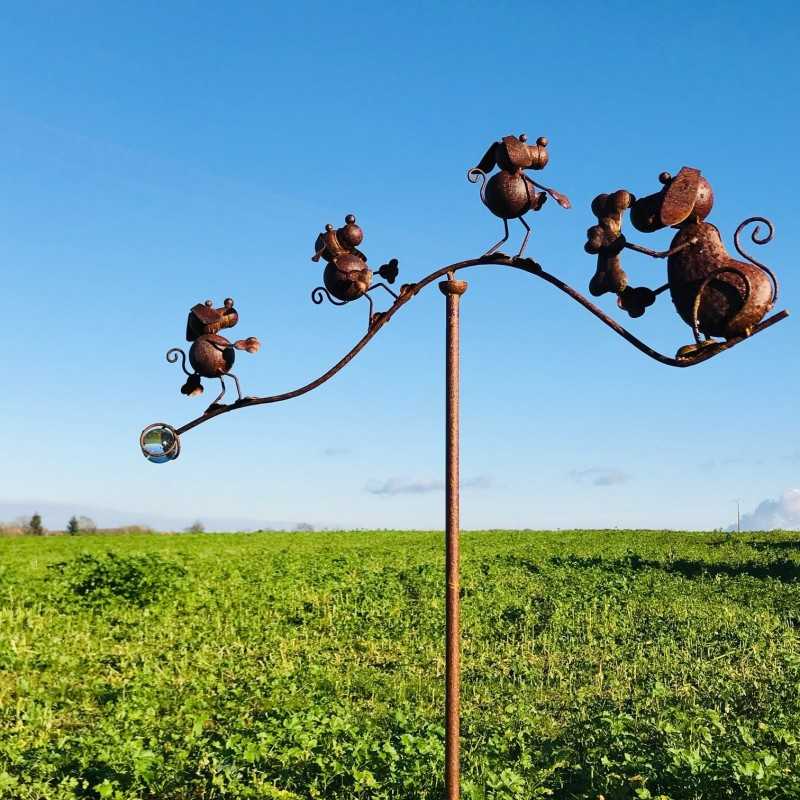 Decoratieve tuinpin, ijzeren tuimelaar met hondenmotieven