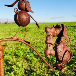 Decoratieve tuinpin, ijzeren tuimelaar met hondenmotieven