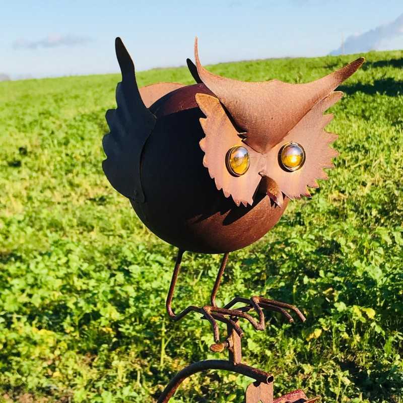 Decoratieve tuinbalans van ijzer met uilenmotief