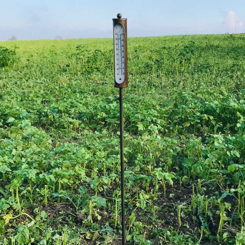 Pic, tuindecoratie thermometer van bronskleurig ijzer