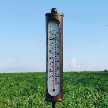Pic, tuindecoratie thermometer van bronskleurig ijzer