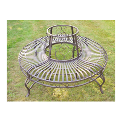 Bruine gepatineerde metalen boomringbank, bovenaanzicht