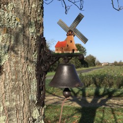 Grote Gietijzeren Deurbel H 40cm met decoratieve tuinwindmolen motief