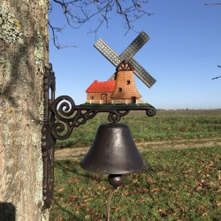 Grote Gietijzeren Deurbel H 40cm met decoratieve tuinwindmolen motief