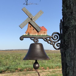 Grote Gietijzeren Deurbel H 40cm met decoratieve tuinwindmolen motief