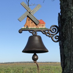 Grote Gietijzeren Deurbel H 40cm met decoratieve tuinwindmolen motief