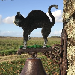 Grote Gietijzeren Deurbel H 45cm motief Zwarte Kat
