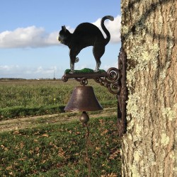 Grote Gietijzeren Deurbel H 45cm motief Zwarte Kat
