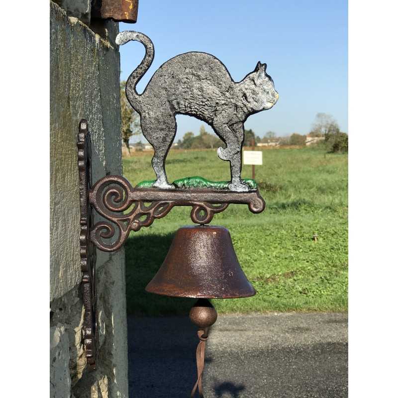 Grote Gietijzeren Deurbel H 45cm motief Zwarte Kat