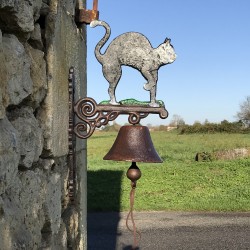 Grote Gietijzeren Deurbel H 45cm motief Zwarte Kat