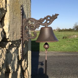 Grote Gietijzeren Deurbel H 34cm Arabeske Motief