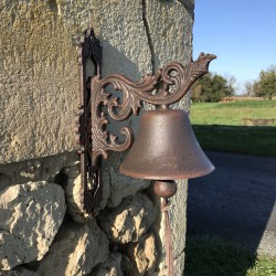 Grote Gietijzeren Deurbel H 34cm Arabeske Motief