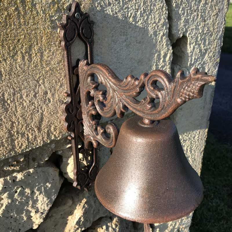 Grote Gietijzeren Deurbel H 34cm Arabeske Motief