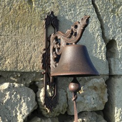 Grote Gietijzeren Deurbel H 34cm Arabeske Motief