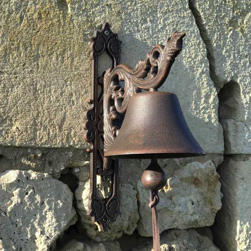 Grote Gietijzeren Deurbel H 34cm Arabeske Motief