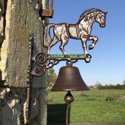 Grote Gietijzeren Deurbel H 45cm met Paardenmotief