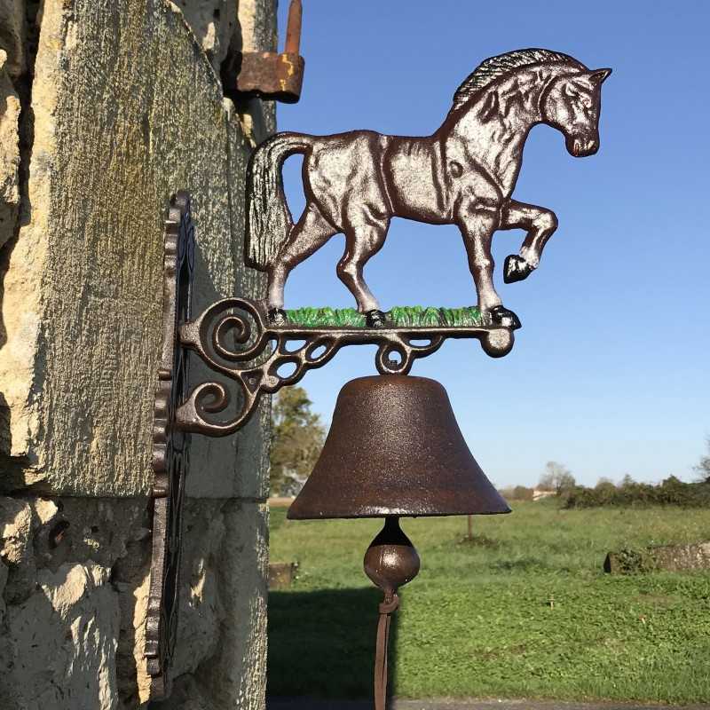 Grote Gietijzeren Deurbel H 45cm met Paardenmotief