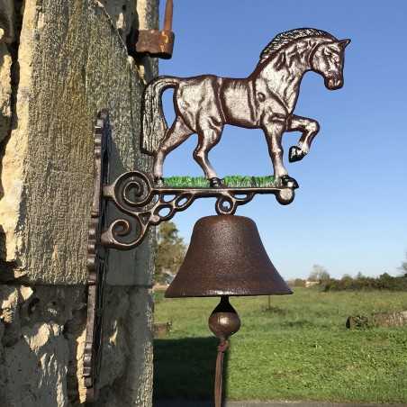Grote Gietijzeren Deurbel H 45cm met Paardenmotief