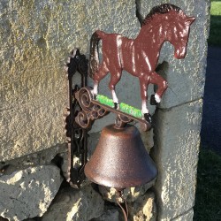 Grote Gietijzeren Deurbel H 45cm met Paardenmotief