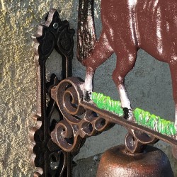 Grote Gietijzeren Deurbel H 45cm met Paardenmotief