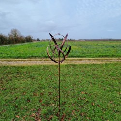 Decoratieve tuinwindmolen van geborsteld koperkleurig ijzer, tuinmolen CHAMBORD volledige weergave