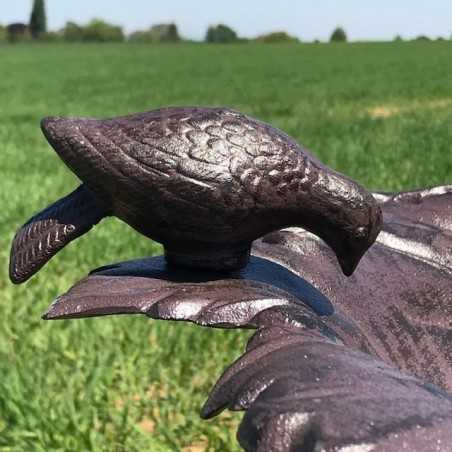 Grote Voederbak Vogelbad van Gietijzer Druivenblad bruin H-83cm vogelperspectief