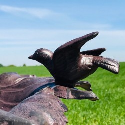 Grote Voederbak Vogelbad van Gietijzer Druivenblad bruin H-83cm