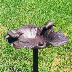 Grote Voederbak Vogelbad van Gietijzer Druivenblad bruin H-83cm