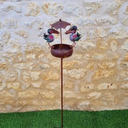 Zadenvoeder voor vogels op metalen pin 22,5x29x107cm kleurrijke kraaien decoratieve tuin metalen tuinornamenten volledige weerga