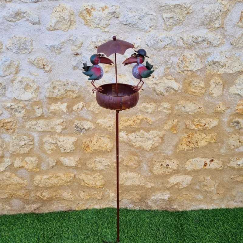 Zadenvoeder voor vogels op metalen pin 22,5x29x107cm kleurrijke kraaien decoratieve tuin metalen tuinornamenten volledige weerga