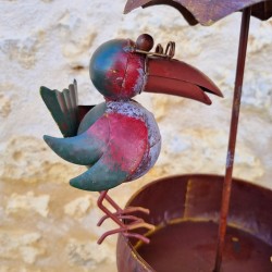 Zadenvoeder voor vogels op metalen pin 22,5x29x107cm kleurrijke kraaien decoratieve tuin metalen ornamenten overzicht van de mod