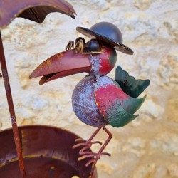 Zadenvoeder voor vogels op metalen pin 22,5x29x107cm kleurrijke kraaien decoratieve tuin metalen tuinornament kraaienzicht