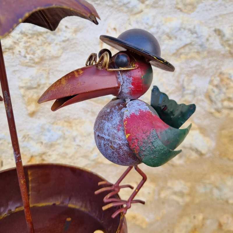 Zadenvoeder voor vogels op metalen pin 22,5x29x107cm kleurrijke kraaien decoratieve tuin metalen tuinornament kraaienzicht