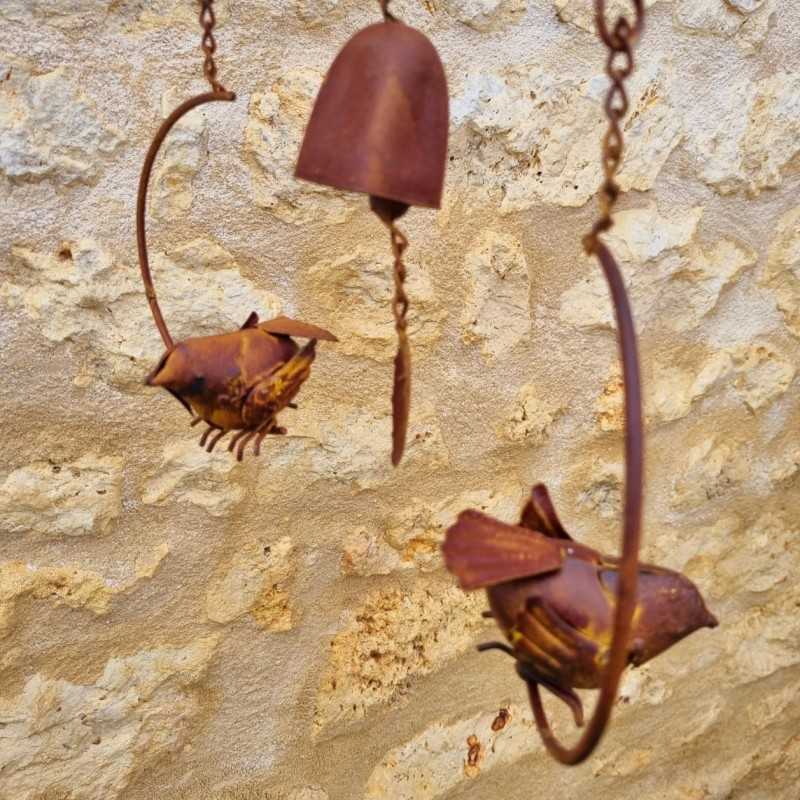 Decoratieve tuinspits, gietijzeren bel, metalen vogelwindwijzer