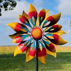 Grote decoratieve tuinwindmolen van metaal, hoogte 210 cm, model Sintra