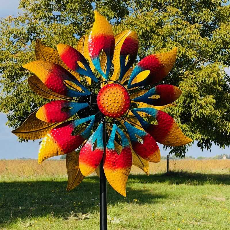 Grote decoratieve tuinwindmolen van metaal, hoogte 210 cm, model Sintra