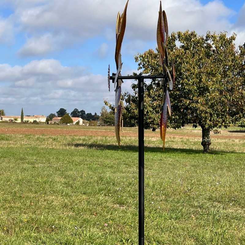 Grote decoratieve tuinwindmolen van metaal, hoogte 210 cm, model Sintra