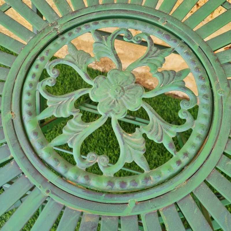 Bistro tuinset van smeedijzer voor 2 personen, groen met zwarte patina