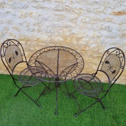 Tuinset smeedijzer 2-persoons bistro inklapbaar bruin patina, bovenaanzicht