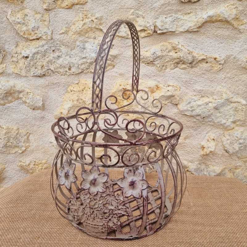 Bordeaux beige metalen mand
