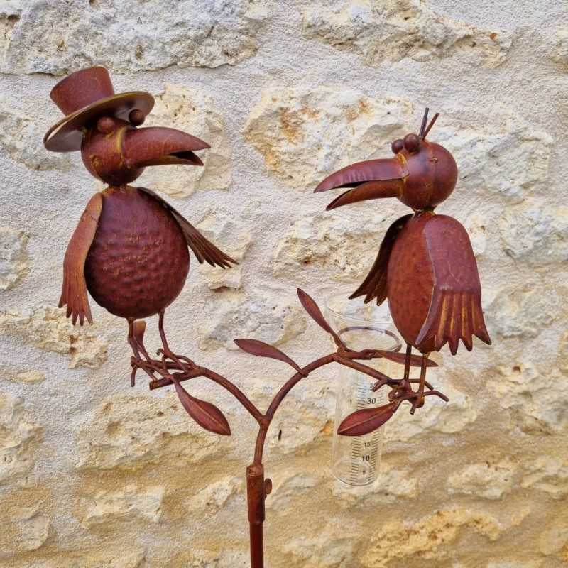 Pluviómetro decorativo motivo cuervos color óxido 127 cm 39,90 € LEZARD DU JARDIN